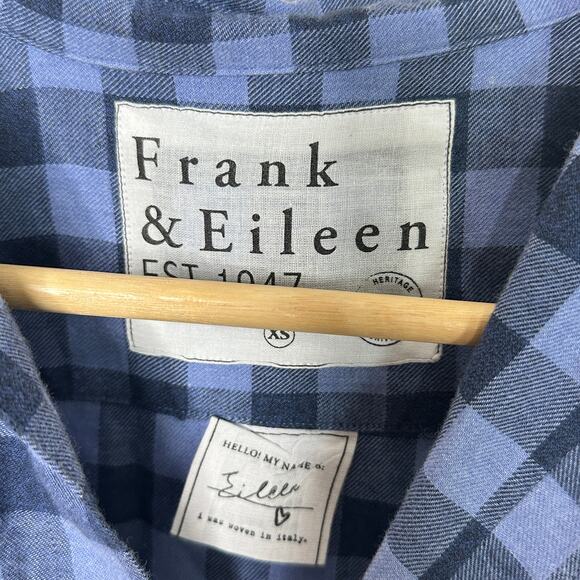 FRANK & EILEEN Eileen Relaxed Button Up Shirt Check Blue Cotton Sz XS {3Z35} - Picture 4 of 5